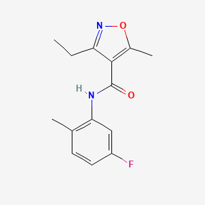 molecular formula C14H15FN2O2 B4641942 3-ethyl-N-(5-fluoro-2-methylphenyl)-5-methyl-4-isoxazolecarboxamide 