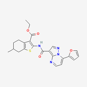 molecular formula C23H22N4O4S B4642031 ethyl 2-({[7-(2-furyl)pyrazolo[1,5-a]pyrimidin-3-yl]carbonyl}amino)-6-methyl-4,5,6,7-tetrahydro-1-benzothiophene-3-carboxylate 