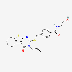 molecular formula C23H25N3O3S2 B4642085 4-{[(3-allyl-4-oxo-3,4,5,6,7,8-hexahydro[1]benzothieno[2,3-d]pyrimidin-2-yl)thio]methyl}-N-(2-hydroxyethyl)benzamide 