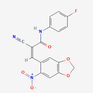 molecular formula C17H10FN3O5 B4642096 2-cyano-N-(4-fluorophenyl)-3-(6-nitro-1,3-benzodioxol-5-yl)acrylamide 