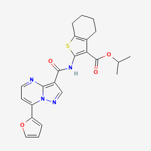 molecular formula C23H22N4O4S B4642105 isopropyl 2-({[7-(2-furyl)pyrazolo[1,5-a]pyrimidin-3-yl]carbonyl}amino)-4,5,6,7-tetrahydro-1-benzothiophene-3-carboxylate 