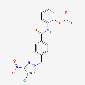 4-[(4-chloro-3-nitro-1H-pyrazol-1-yl)methyl]-N-[2-(difluoromethoxy)phenyl]benzamide