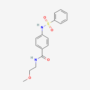 molecular formula C16H18N2O4S B4642208 N-(2-methoxyethyl)-4-[(phenylsulfonyl)amino]benzamide 