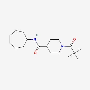 molecular formula C18H32N2O2 B4642251 N-cycloheptyl-1-(2,2-dimethylpropanoyl)-4-piperidinecarboxamide 