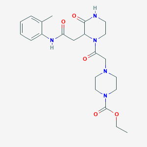 molecular formula C22H31N5O5 B4642254 ethyl 4-[2-(2-{2-[(2-methylphenyl)amino]-2-oxoethyl}-3-oxo-1-piperazinyl)-2-oxoethyl]-1-piperazinecarboxylate 