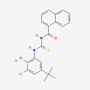 molecular formula C22H21ClN2O2S B4642261 N-{[(5-tert-butyl-3-chloro-2-hydroxyphenyl)amino]carbonothioyl}-1-naphthamide 