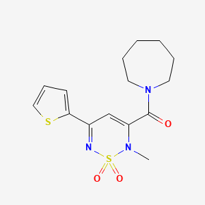 molecular formula C15H19N3O3S2 B4642270 1-{[2-methyl-1,1-dioxido-5-(2-thienyl)-2H-1,2,6-thiadiazin-3-yl]carbonyl}azepane 