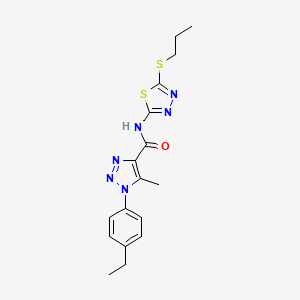 molecular formula C17H20N6OS2 B4642274 1-(4-ethylphenyl)-5-methyl-N-[5-(propylthio)-1,3,4-thiadiazol-2-yl]-1H-1,2,3-triazole-4-carboxamide 
