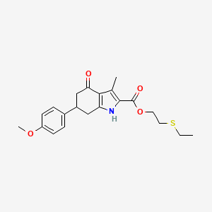 molecular formula C21H25NO4S B4642289 2-(ethylthio)ethyl 6-(4-methoxyphenyl)-3-methyl-4-oxo-4,5,6,7-tetrahydro-1H-indole-2-carboxylate 