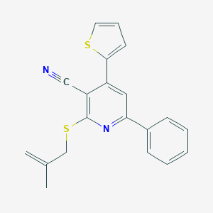 molecular formula C20H16N2S2 B464230 2-[(2-Methylprop-2-en-1-yl)sulfanyl]-6-phenyl-4-(thiophen-2-yl)pyridine-3-carbonitrile CAS No. 308293-69-8
