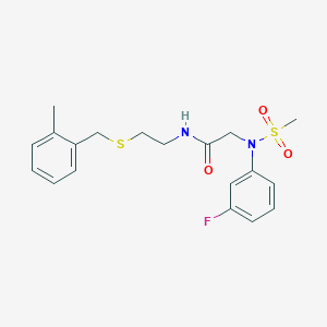 molecular formula C19H23FN2O3S2 B4642320 N~2~-(3-fluorophenyl)-N~1~-{2-[(2-methylbenzyl)thio]ethyl}-N~2~-(methylsulfonyl)glycinamide 