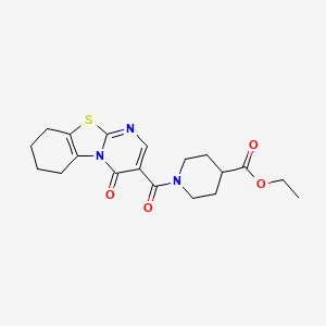 molecular formula C19H23N3O4S B4642393 ethyl 1-[(4-oxo-6,7,8,9-tetrahydro-4H-pyrimido[2,1-b][1,3]benzothiazol-3-yl)carbonyl]-4-piperidinecarboxylate 