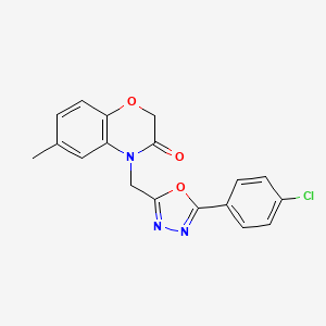 molecular formula C18H14ClN3O3 B4642426 4-{[5-(4-chlorophenyl)-1,3,4-oxadiazol-2-yl]methyl}-6-methyl-2H-1,4-benzoxazin-3(4H)-one 