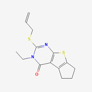 molecular formula C14H16N2OS2 B4642465 2-(allylthio)-3-ethyl-3,5,6,7-tetrahydro-4H-cyclopenta[4,5]thieno[2,3-d]pyrimidin-4-one 