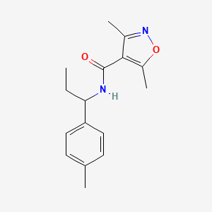 molecular formula C16H20N2O2 B4642484 3,5-dimethyl-N-[1-(4-methylphenyl)propyl]-4-isoxazolecarboxamide 