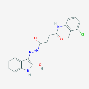 molecular formula C19H17ClN4O3 B464253 N-(3-chloro-2-methylphenyl)-4-oxo-4-[2-(2-oxo-1,2-dihydro-3H-indol-3-ylidene)hydrazino]butanamide 