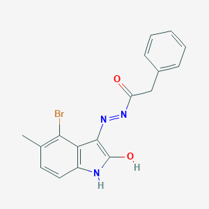 molecular formula C17H14BrN3O2 B464256 N'-(4-bromo-5-methyl-2-oxo-1,2-dihydro-3H-indol-3-ylidene)-2-phenylacetohydrazide 
