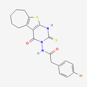 molecular formula C19H18BrN3O2S2 B4642571 2-(4-bromophenyl)-N-(2-mercapto-4-oxo-6,7,8,9-tetrahydro-4H-cyclohepta[4,5]thieno[2,3-d]pyrimidin-3(5H)-yl)acetamide 