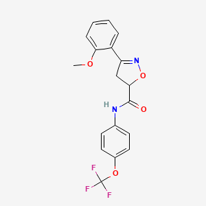 molecular formula C18H15F3N2O4 B4642580 3-(2-methoxyphenyl)-N-[4-(trifluoromethoxy)phenyl]-4,5-dihydro-5-isoxazolecarboxamide 