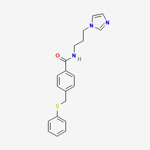 molecular formula C20H21N3OS B4642631 N-[3-(1H-imidazol-1-yl)propyl]-4-[(phenylthio)methyl]benzamide 