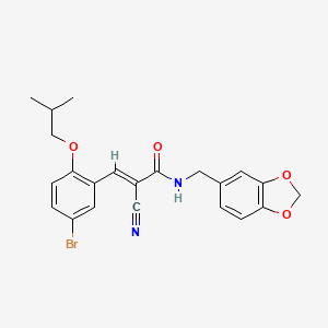 N-(1,3-benzodioxol-5-ylmethyl)-3-(5-bromo-2-isobutoxyphenyl)-2-cyanoacrylamide