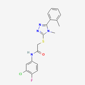 molecular formula C18H16ClFN4OS B4642700 N-(3-chloro-4-fluorophenyl)-2-{[4-methyl-5-(2-methylphenyl)-4H-1,2,4-triazol-3-yl]thio}acetamide 