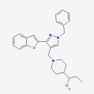molecular formula C27H31N3O2 B4642717 1-(1-{[3-(1-benzofuran-2-yl)-1-benzyl-1H-pyrazol-4-yl]methyl}-4-piperidinyl)-1-propanol 