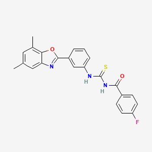 molecular formula C23H18FN3O2S B4642726 N-({[3-(5,7-dimethyl-1,3-benzoxazol-2-yl)phenyl]amino}carbonothioyl)-4-fluorobenzamide 
