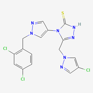 molecular formula C16H12Cl3N7S B4642749 5-[(4-chloro-1H-pyrazol-1-yl)methyl]-4-[1-(2,4-dichlorobenzyl)-1H-pyrazol-4-yl]-4H-1,2,4-triazole-3-thiol 