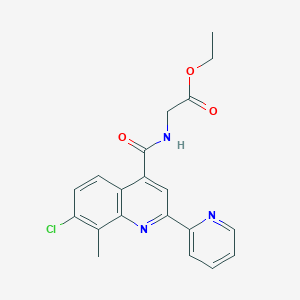 molecular formula C20H18ClN3O3 B4642820 ethyl N-{[7-chloro-8-methyl-2-(2-pyridinyl)-4-quinolinyl]carbonyl}glycinate 