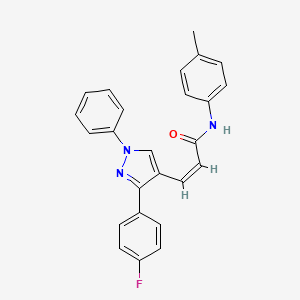 molecular formula C25H20FN3O B4642876 3-[3-(4-fluorophenyl)-1-phenyl-1H-pyrazol-4-yl]-N-(4-methylphenyl)acrylamide 