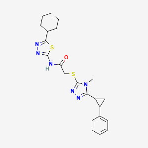 N-(5-cyclohexyl-1,3,4-thiadiazol-2-yl)-2-{[4-methyl-5-(2-phenylcyclopropyl)-4H-1,2,4-triazol-3-yl]thio}acetamide