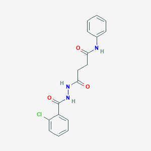 molecular formula C17H16ClN3O3 B464292 4-[2-(2-chlorobenzoyl)hydrazino]-4-oxo-N-phenylbutanamide CAS No. 315671-19-3