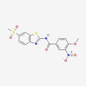 molecular formula C16H13N3O6S2 B4642927 4-methoxy-N-[6-(methylsulfonyl)-1,3-benzothiazol-2-yl]-3-nitrobenzamide 