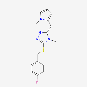 molecular formula C16H17FN4S B4642957 3-[(4-fluorobenzyl)thio]-4-methyl-5-[(1-methyl-1H-pyrrol-2-yl)methyl]-4H-1,2,4-triazole 