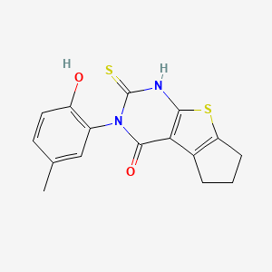 molecular formula C16H14N2O2S2 B4643064 3-(2-hydroxy-5-methylphenyl)-2-mercapto-3,5,6,7-tetrahydro-4H-cyclopenta[4,5]thieno[2,3-d]pyrimidin-4-one 