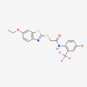 molecular formula C18H14BrF3N2O2S2 B4643080 N-[4-bromo-2-(trifluoromethyl)phenyl]-2-[(6-ethoxy-1,3-benzothiazol-2-yl)thio]acetamide 