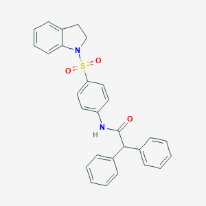 molecular formula C28H24N2O3S B464314 N-[4-(2,3-dihydro-1H-indol-1-ylsulfonyl)phenyl]-2,2-diphenylacetamide CAS No. 327070-28-0