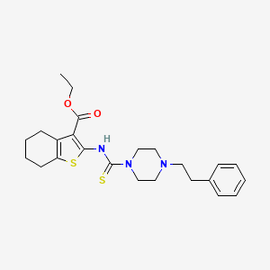 molecular formula C24H31N3O2S2 B4643202 ethyl 2-({[4-(2-phenylethyl)-1-piperazinyl]carbonothioyl}amino)-4,5,6,7-tetrahydro-1-benzothiophene-3-carboxylate 