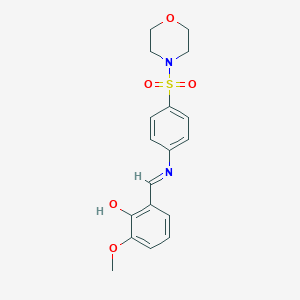 molecular formula C18H20N2O5S B464327 2-Methoxy-6-({[4-(4-morpholinylsulfonyl)phenyl]imino}methyl)phenol 