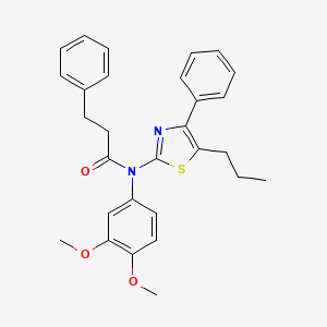molecular formula C29H30N2O3S B4643279 N-(3,4-dimethoxyphenyl)-3-phenyl-N-(4-phenyl-5-propyl-1,3-thiazol-2-yl)propanamide 