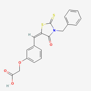 molecular formula C19H15NO4S2 B4643309 {3-[(3-benzyl-4-oxo-2-thioxo-1,3-thiazolidin-5-ylidene)methyl]phenoxy}acetic acid 