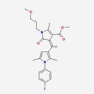 molecular formula C24H27FN2O4 B4643325 methyl 4-{[1-(4-fluorophenyl)-2,5-dimethyl-1H-pyrrol-3-yl]methylene}-1-(3-methoxypropyl)-2-methyl-5-oxo-4,5-dihydro-1H-pyrrole-3-carboxylate 