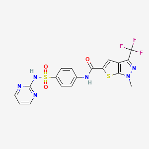 molecular formula C18H13F3N6O3S2 B4643420 1-methyl-N-{4-[(2-pyrimidinylamino)sulfonyl]phenyl}-3-(trifluoromethyl)-1H-thieno[2,3-c]pyrazole-5-carboxamide 