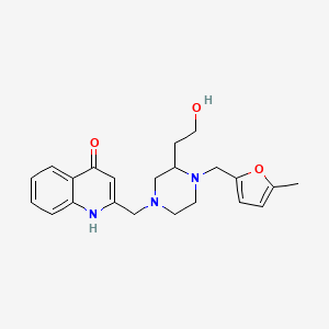 molecular formula C22H27N3O3 B4643431 2-({3-(2-hydroxyethyl)-4-[(5-methyl-2-furyl)methyl]-1-piperazinyl}methyl)-4-quinolinol 