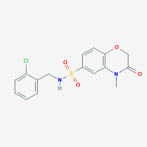 molecular formula C16H15ClN2O4S B4643435 N-(2-chlorobenzyl)-4-methyl-3-oxo-3,4-dihydro-2H-1,4-benzoxazine-6-sulfonamide 