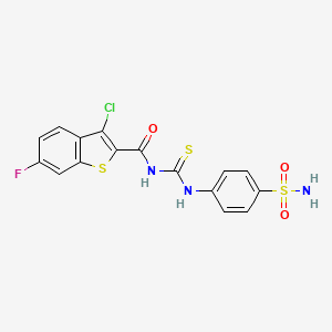 molecular formula C16H11ClFN3O3S3 B4643445 N-({[4-(aminosulfonyl)phenyl]amino}carbonothioyl)-3-chloro-6-fluoro-1-benzothiophene-2-carboxamide 