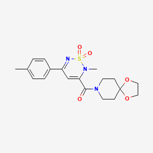 molecular formula C19H23N3O5S B4643450 8-{[2-methyl-5-(4-methylphenyl)-1,1-dioxido-2H-1,2,6-thiadiazin-3-yl]carbonyl}-1,4-dioxa-8-azaspiro[4.5]decane 