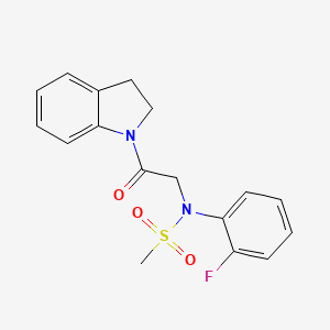 molecular formula C17H17FN2O3S B4643459 N-[2-(2,3-dihydro-1H-indol-1-yl)-2-oxoethyl]-N-(2-fluorophenyl)methanesulfonamide 
