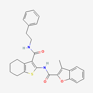 molecular formula C27H26N2O3S B4643463 3-methyl-N-(3-{[(2-phenylethyl)amino]carbonyl}-4,5,6,7-tetrahydro-1-benzothien-2-yl)-1-benzofuran-2-carboxamide CAS No. 617694-03-8